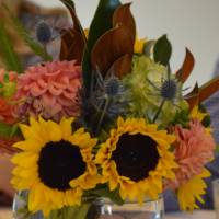 Decorative flowers as the center piece of a table